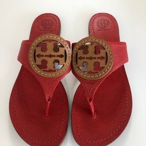 Tory Burch red leather sandals.
